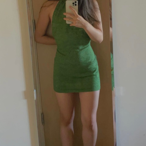 Green knit halter dress - Picture 2 of 3